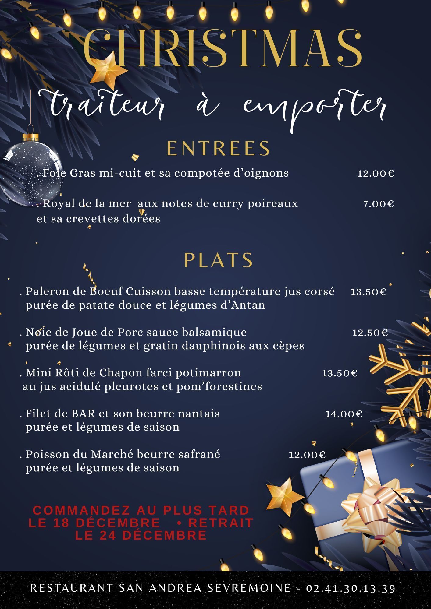 carte traiteur noel 2025