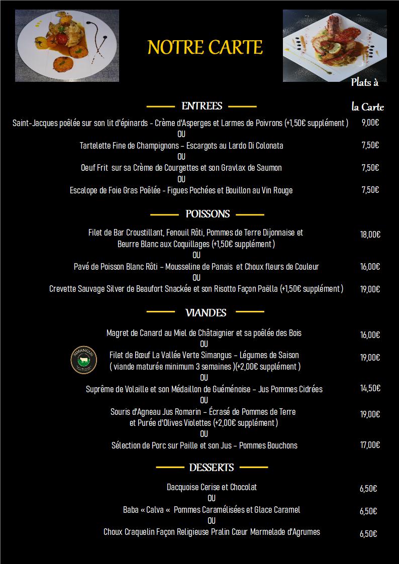 Menu Sensation Restaurant San Andréa