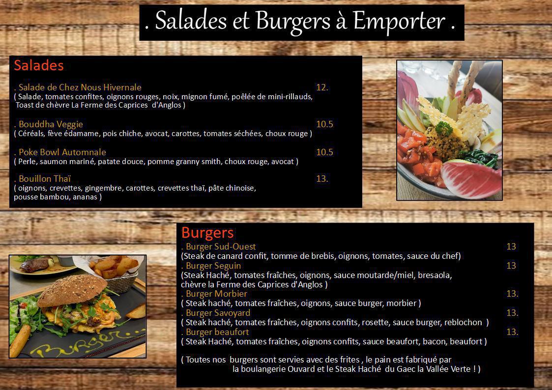salade et burger a emporter