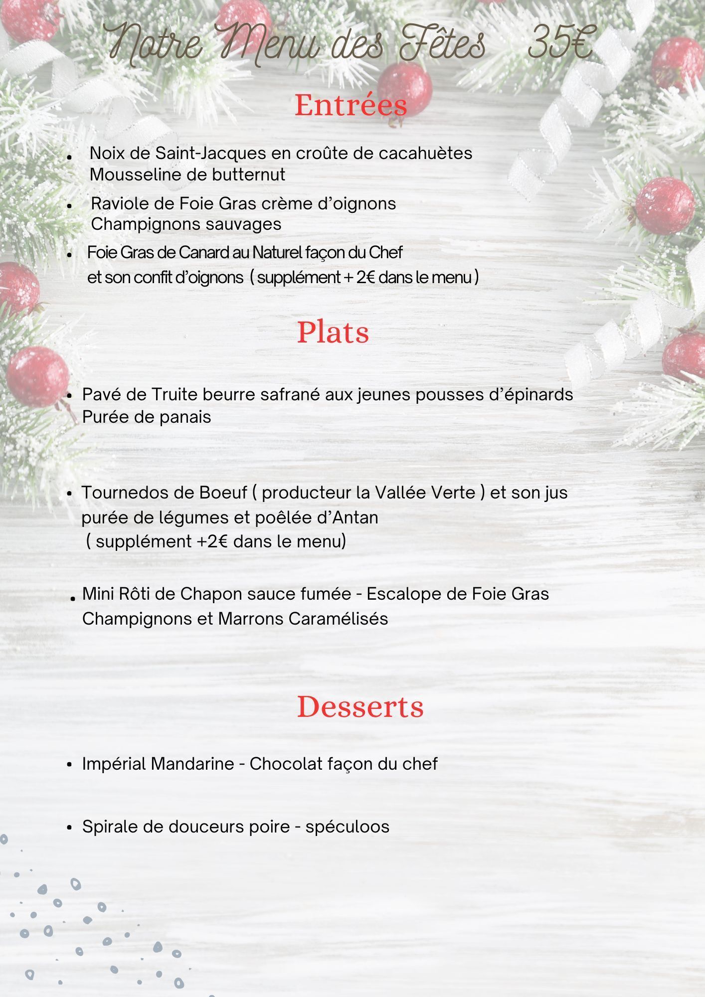 menu decouverte