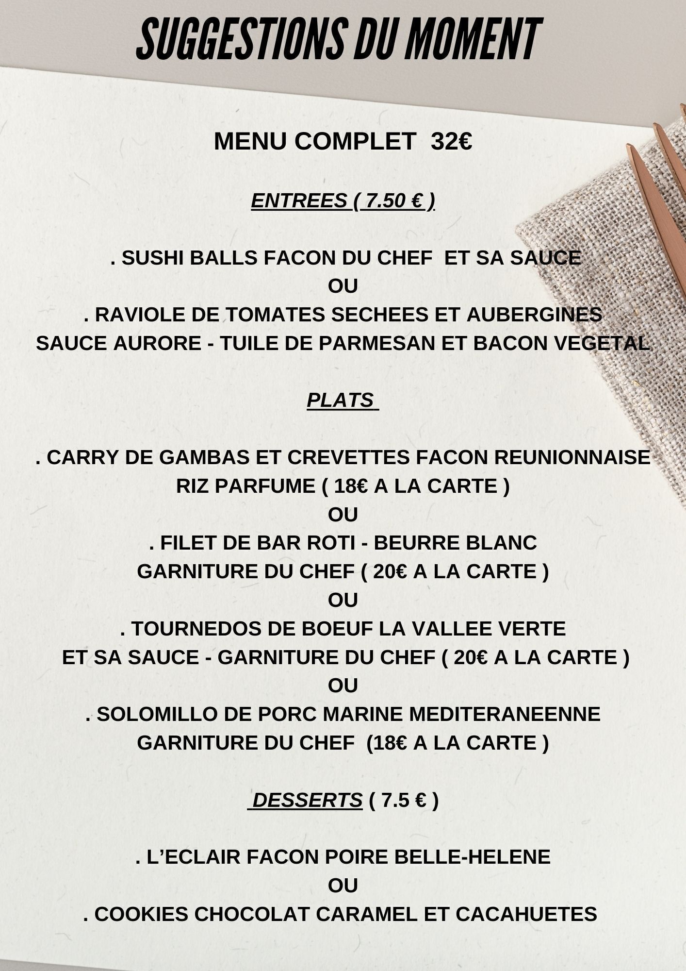 menu fin septembre
