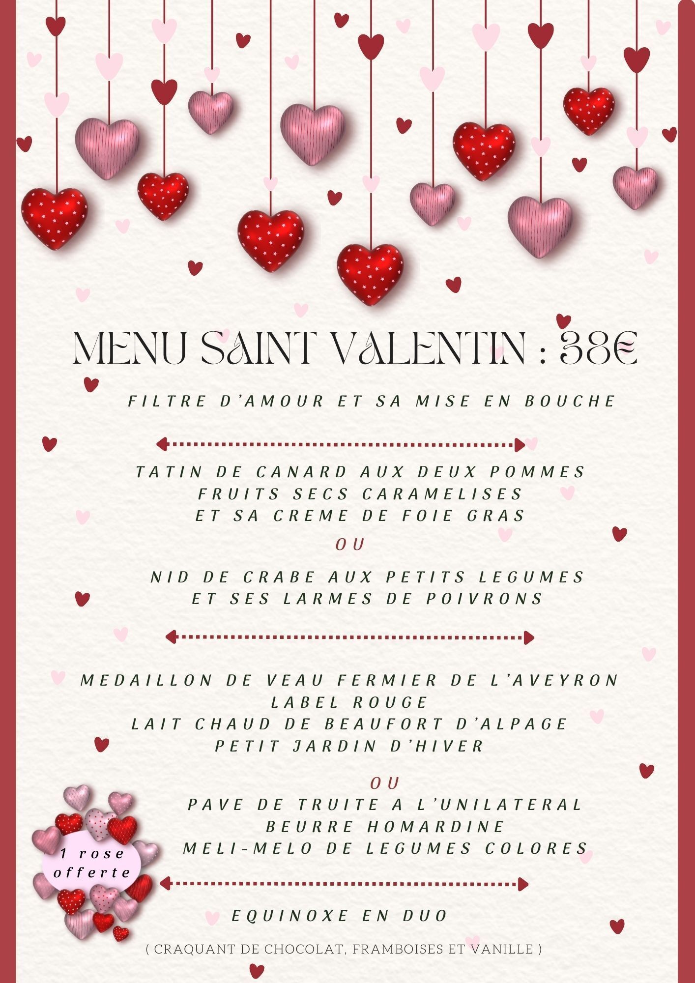 menu st valentin